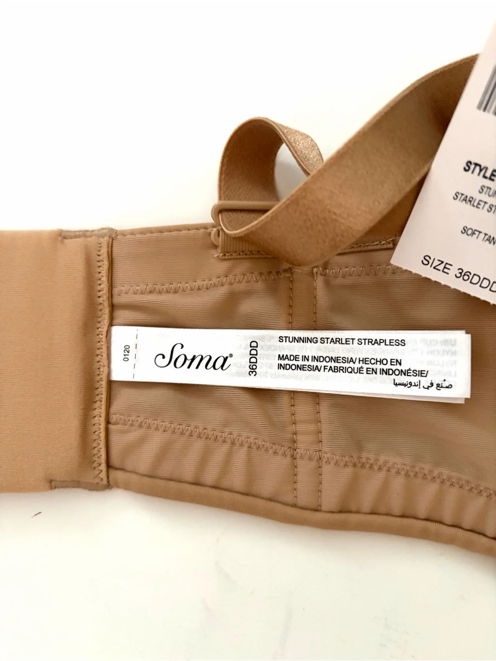 Soma Bra STUNNING Starlet Strapless Bra Convertable Color Soft Tan 36DDD